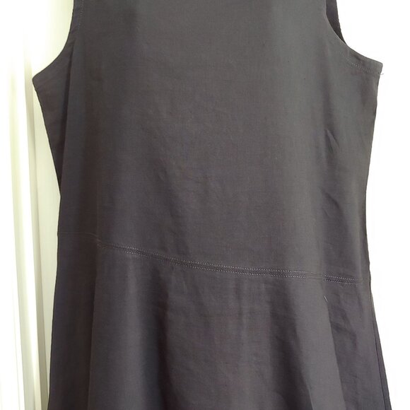 Eileen Fisher Black Linen Blend Shift Dress Lagom Cottage Lagonlook Stretch L - Picture 5 of 14